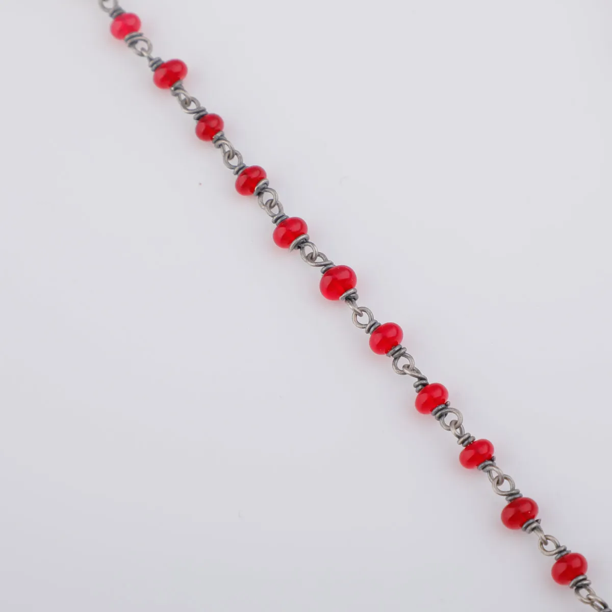 Silver Kempu Stone Pendant Necklace with Ruby