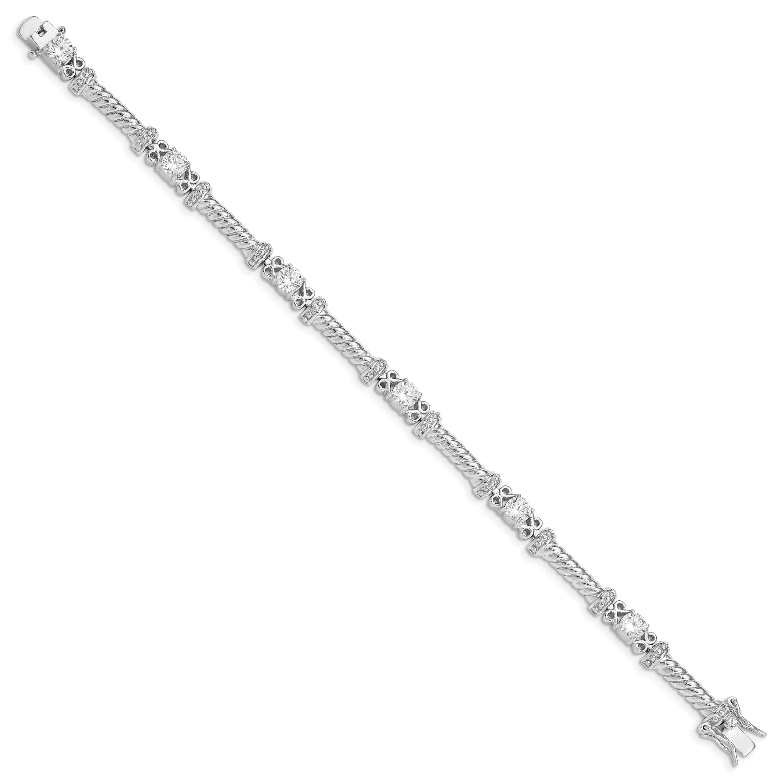 Silver Polished Finish Cubic Zirconia Bracelet