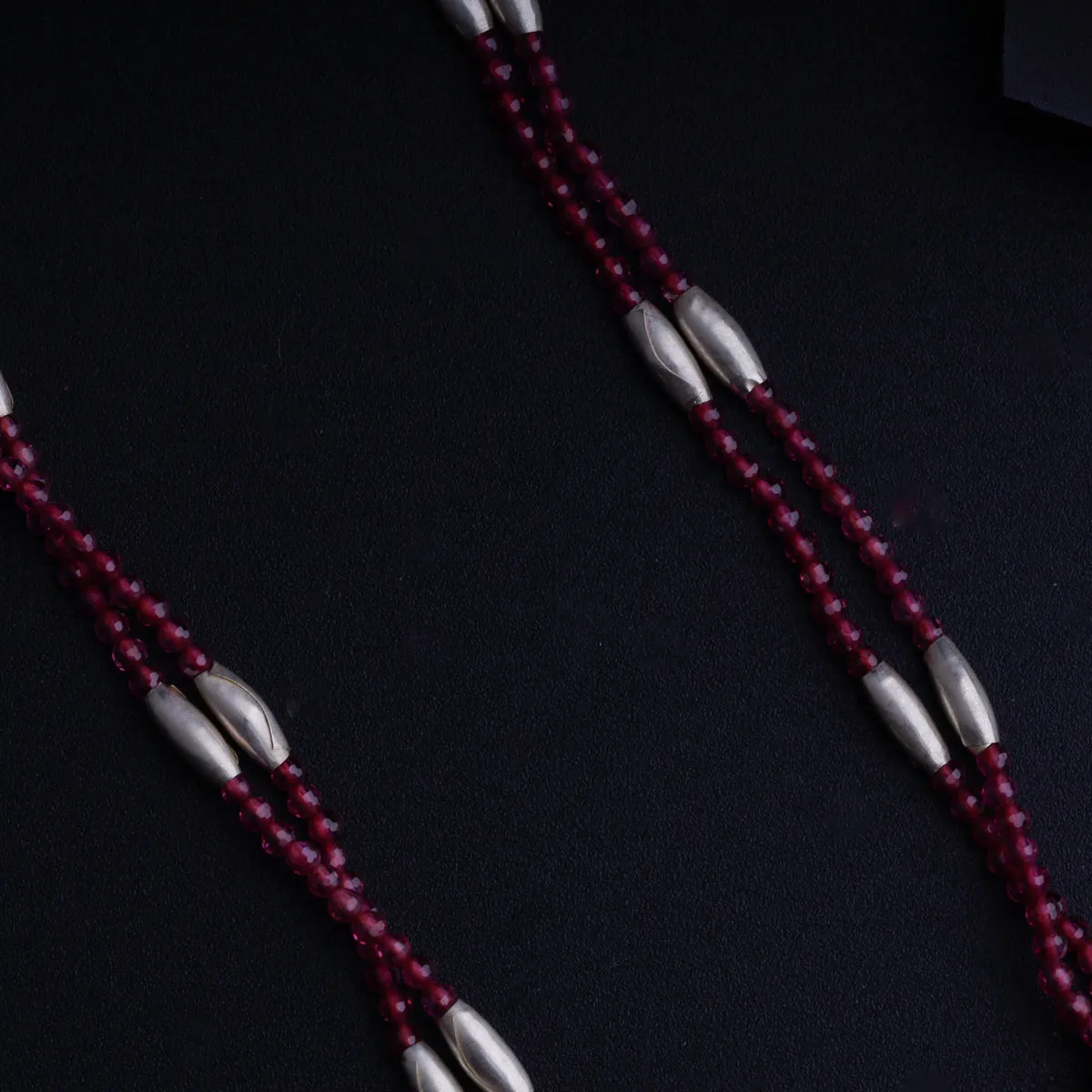 Silver Rice Bead Kudi Pendant Necklace with Ruby