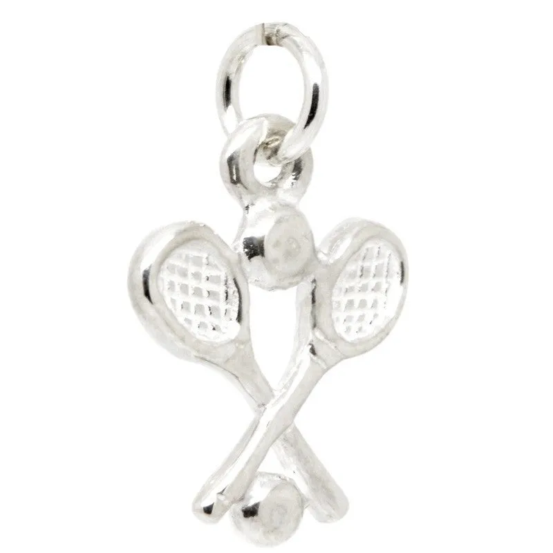 Silver Tennis Racquets Charm