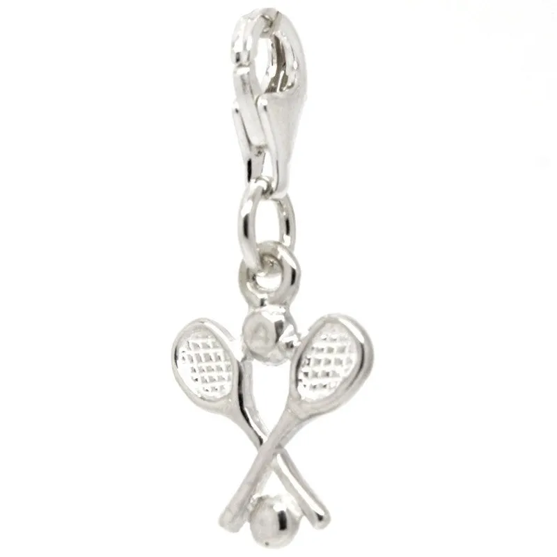 Silver Tennis Racquets Charm