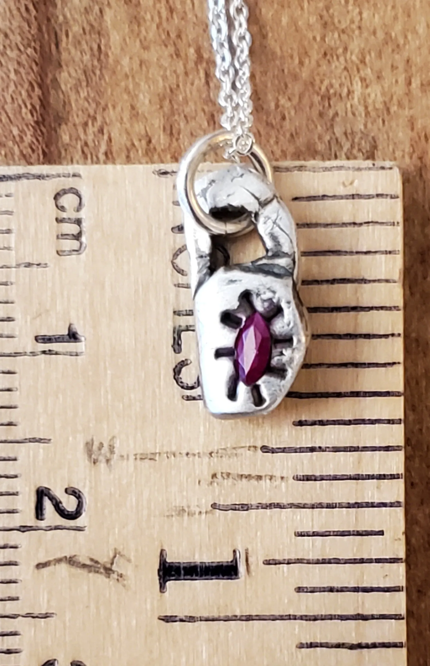 Simon & LuLu Fine Silver Organic Lock with Ruby NK