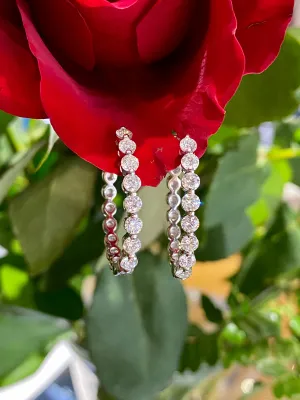 Simon G Diamond Oval Hoops in 18K White Gold LE4548