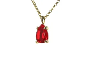 Simple Ruby Pendant Gold Necklace