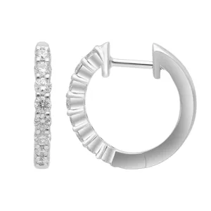 Single Row Hoop Earrings with 1/2ct of Laboratory Grown Diamonds in Platinum and Sterling Silver