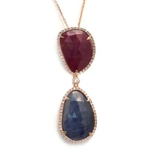 Slice Multicolor Gemstone Necklace, 14k Rose Gold