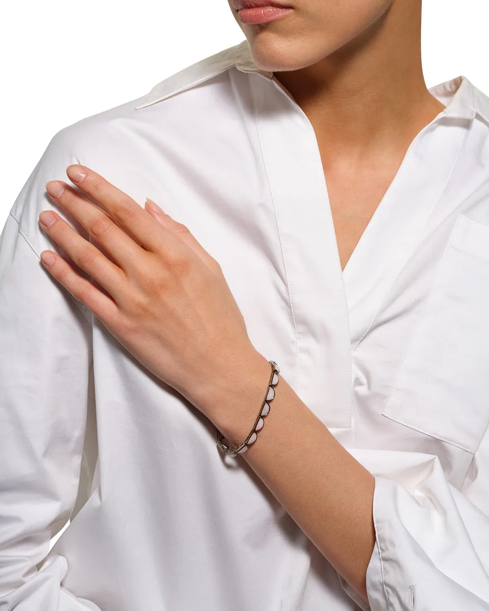 Small Scallop Tennis Bracelet - Pink Opal