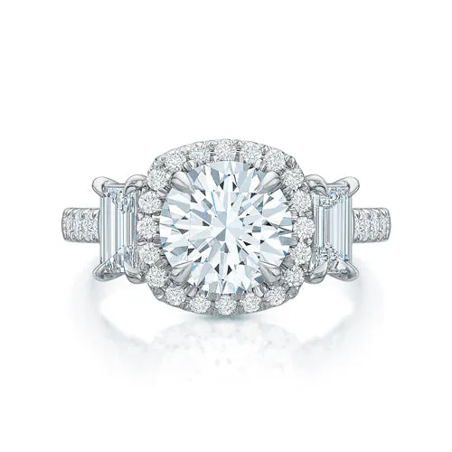 SOLD - Kate Three-Stone Round Halo