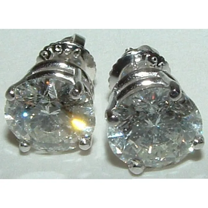 Solitaires Natural Earth Mined Diamond Stud Earrings 4.02 Carats New