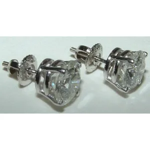 Solitaires Natural Earth Mined Diamond Stud Earrings 4.02 Carats New