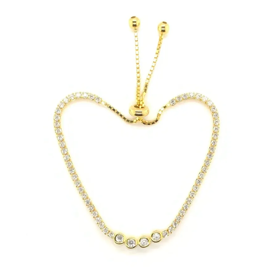 Sondra Bolo Tennis Bracelet with Four CZ Bezel Stones