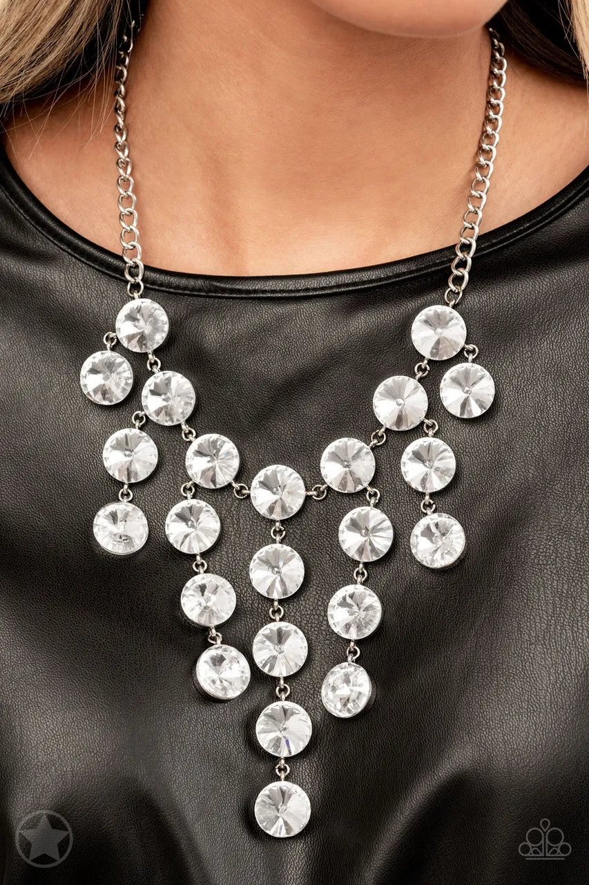 Spotlight Stunner - White - Oversized Rhinestone Paparazzi Necklace