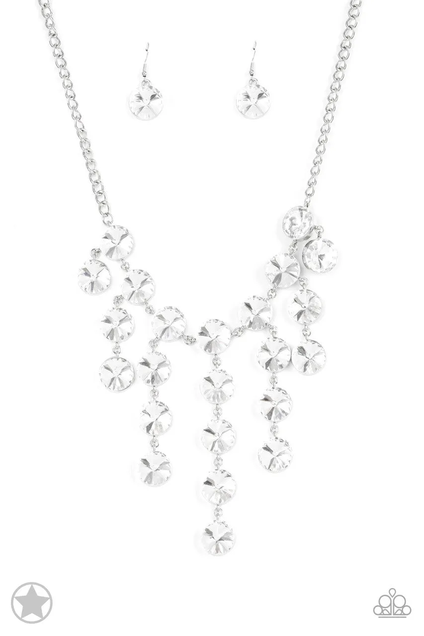 Spotlight Stunner - White - Oversized Rhinestone Paparazzi Necklace