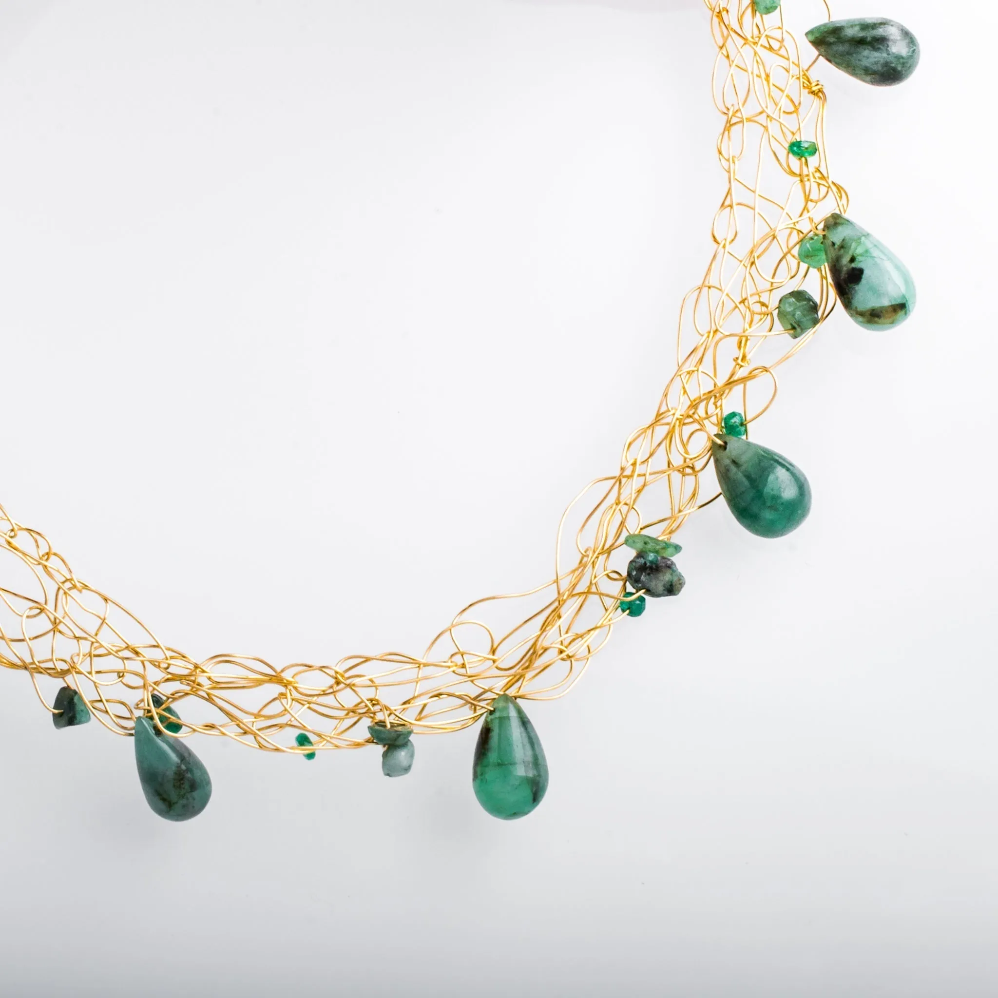 Spun Necklace with Jade briolettes
