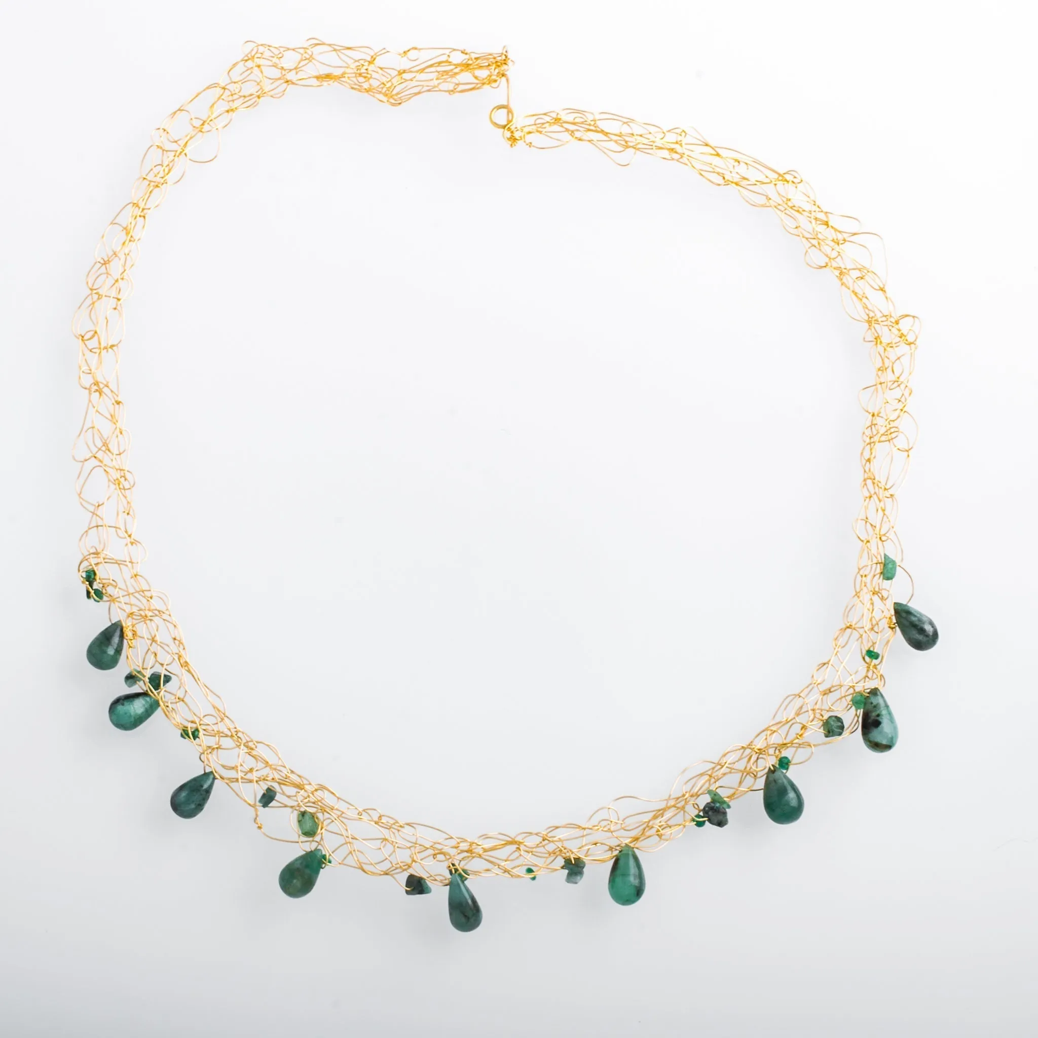 Spun Necklace with Jade briolettes
