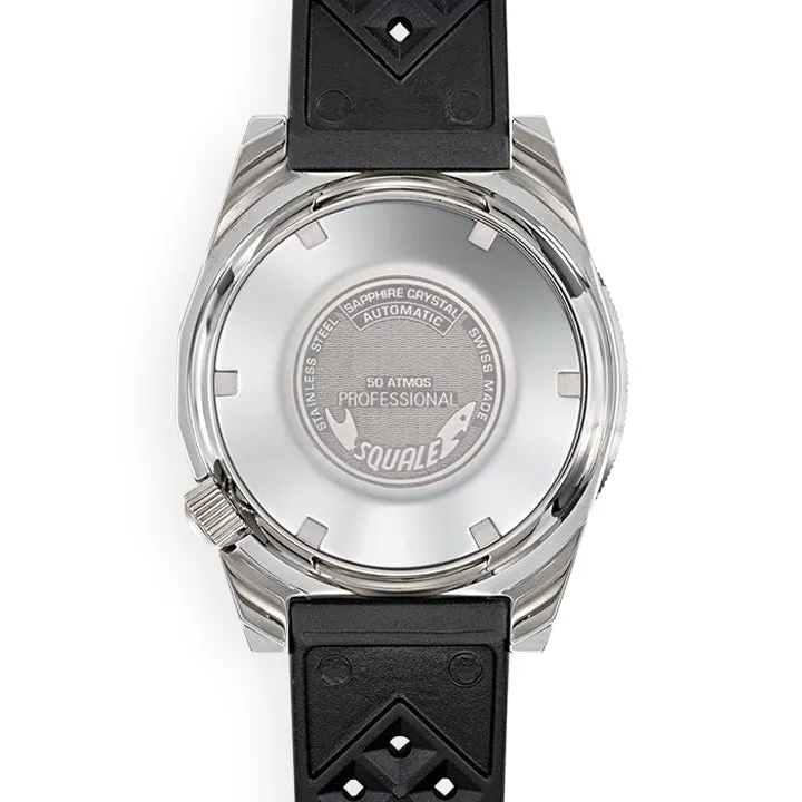 Squale 1521 Blue Ray on Black Rubber Strap - 1521PROFD.HT