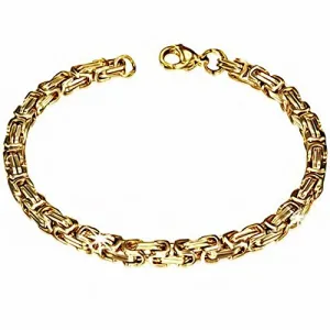Stainless Steel Yellow Gold-Tone Mens Classic Link Chain Bracelet