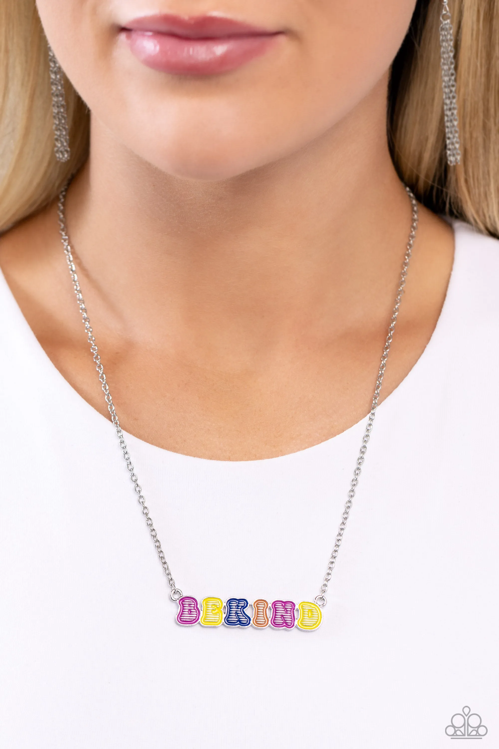 Stay Kind - Multi - Painted Letter "Be Kind" Inspirational Paparazzi Short Necklace