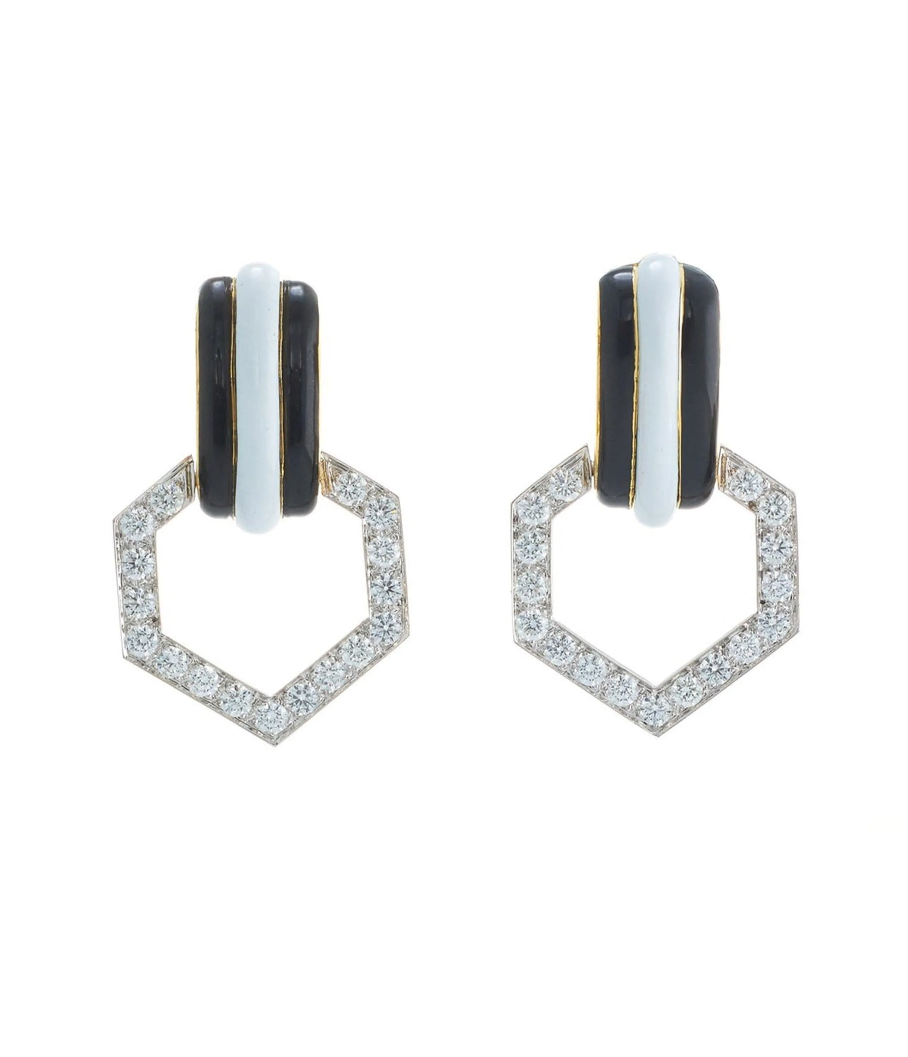 Stella Stripe Earrings, Black and White Enamel