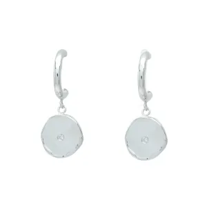 Sterling Huggies w/ White Diamond Drops