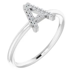Sterling Silver .07 CTW Diamond Initial A Ring