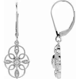 Sterling Silver 1/10 CTW Diamond Granulated Filigree Earrings