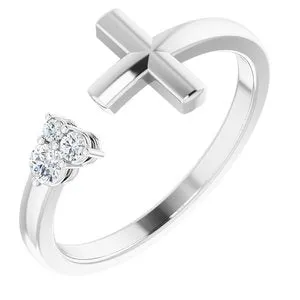Sterling Silver 1/10 CTW Diamond Negative Space Cross Ring