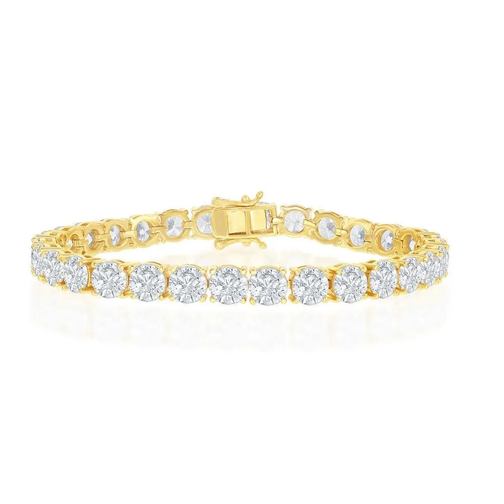 Sterling Silver 6mm Prong-Set Round CZ Tennis Bracelet - Rose Gold Plated