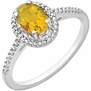 Sterling Silver Citrine & .01 CTW Diamond Ring