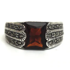 Sterling Silver Garnet Zirconia Ring Size 6.5