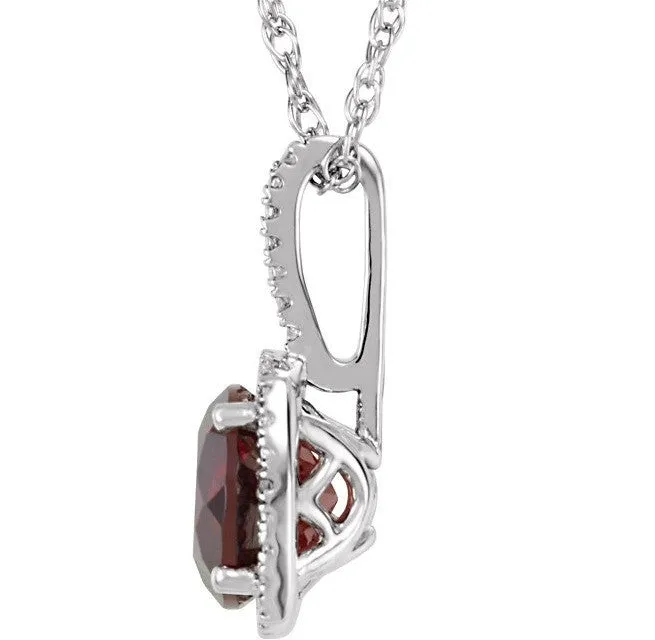 Sterling Silver January Birthstone Halo Necklace