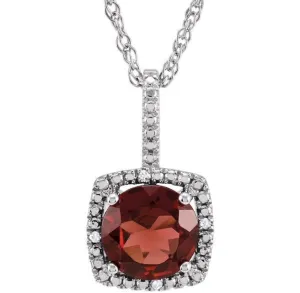 Sterling Silver January Birthstone Halo Necklace