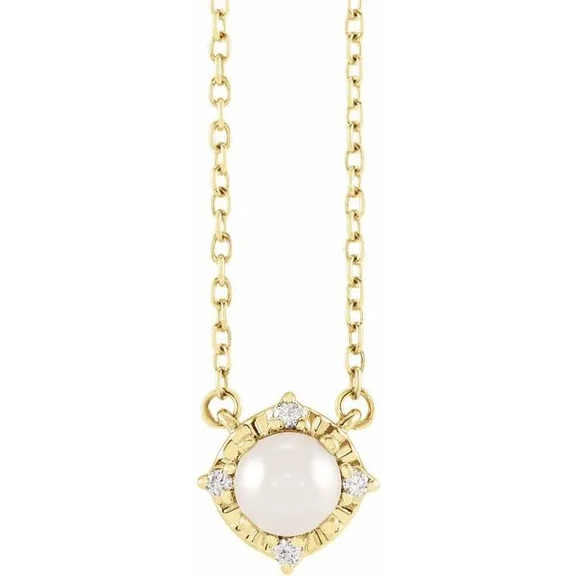 Sterling Silver or 14k Gold Gemstone and .04 CTW Diamond Halo-Style 18" Necklaces
