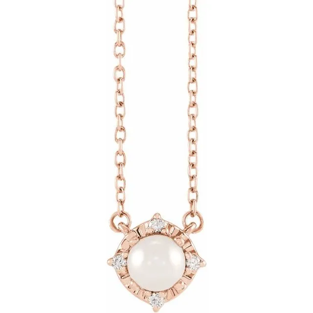 Sterling Silver or 14k Gold Gemstone and .04 CTW Diamond Halo-Style 18" Necklaces