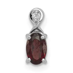 Sterling Silver Oval Gemstone and Diamond Accent Pendants