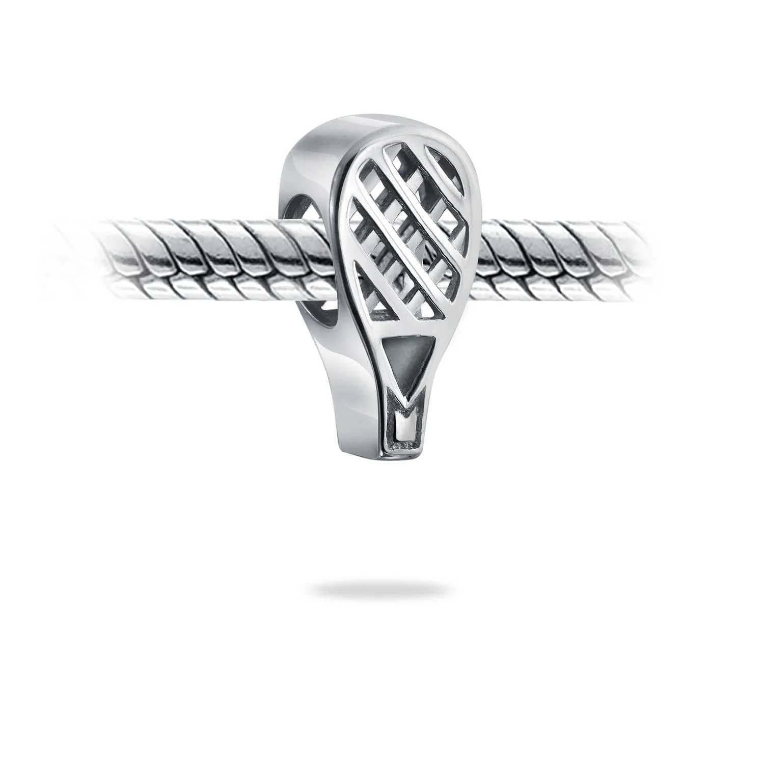 Sterling Silver Tennis Racquet Charm Bead for European Bracelets