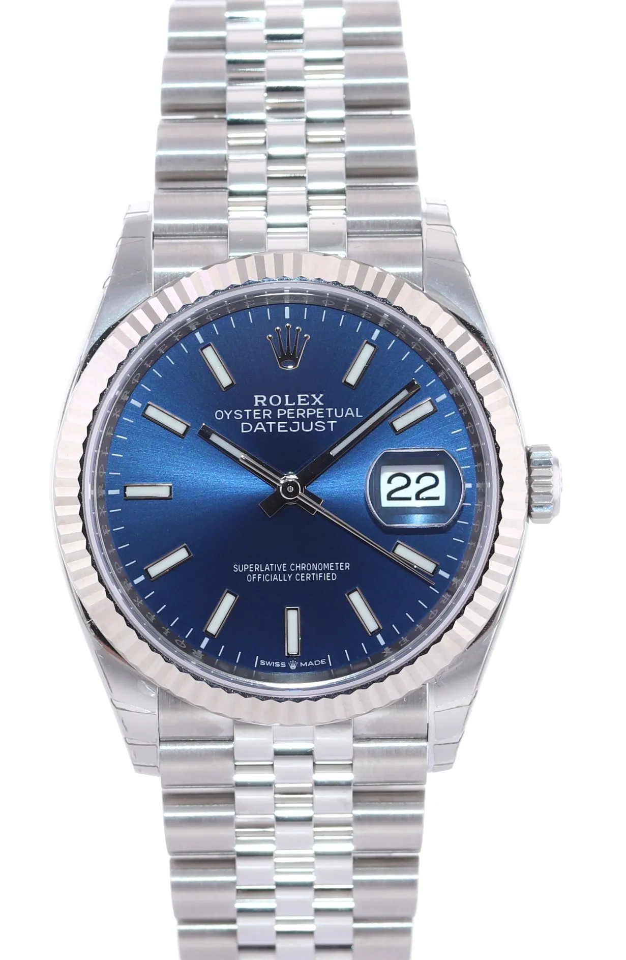 Stickers 2021 PAPERS Rolex DateJust Blue Jubilee 126234 Steel Gold Fluted Watch