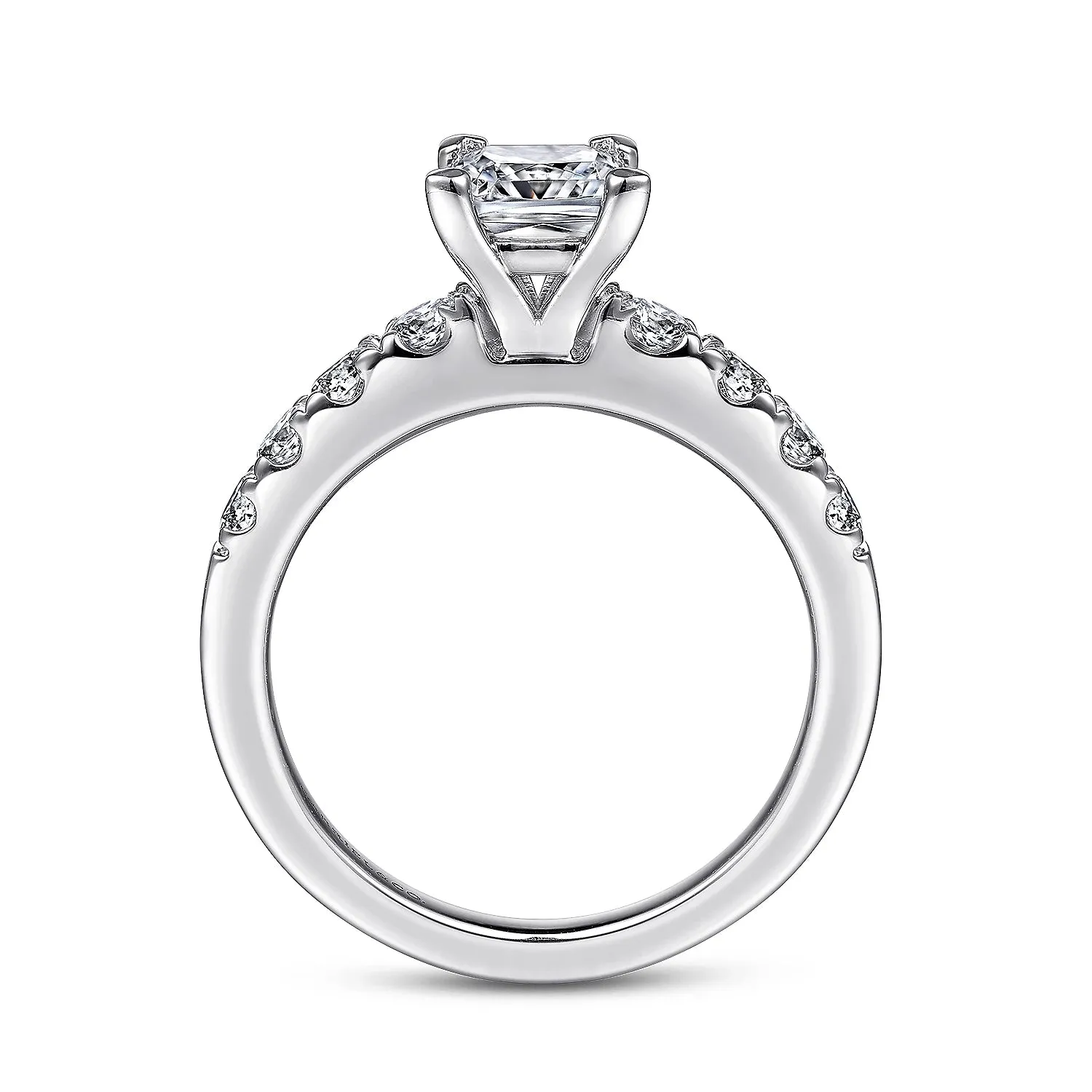 Straight Princess Cut Diamond Engagement Ring Mounting