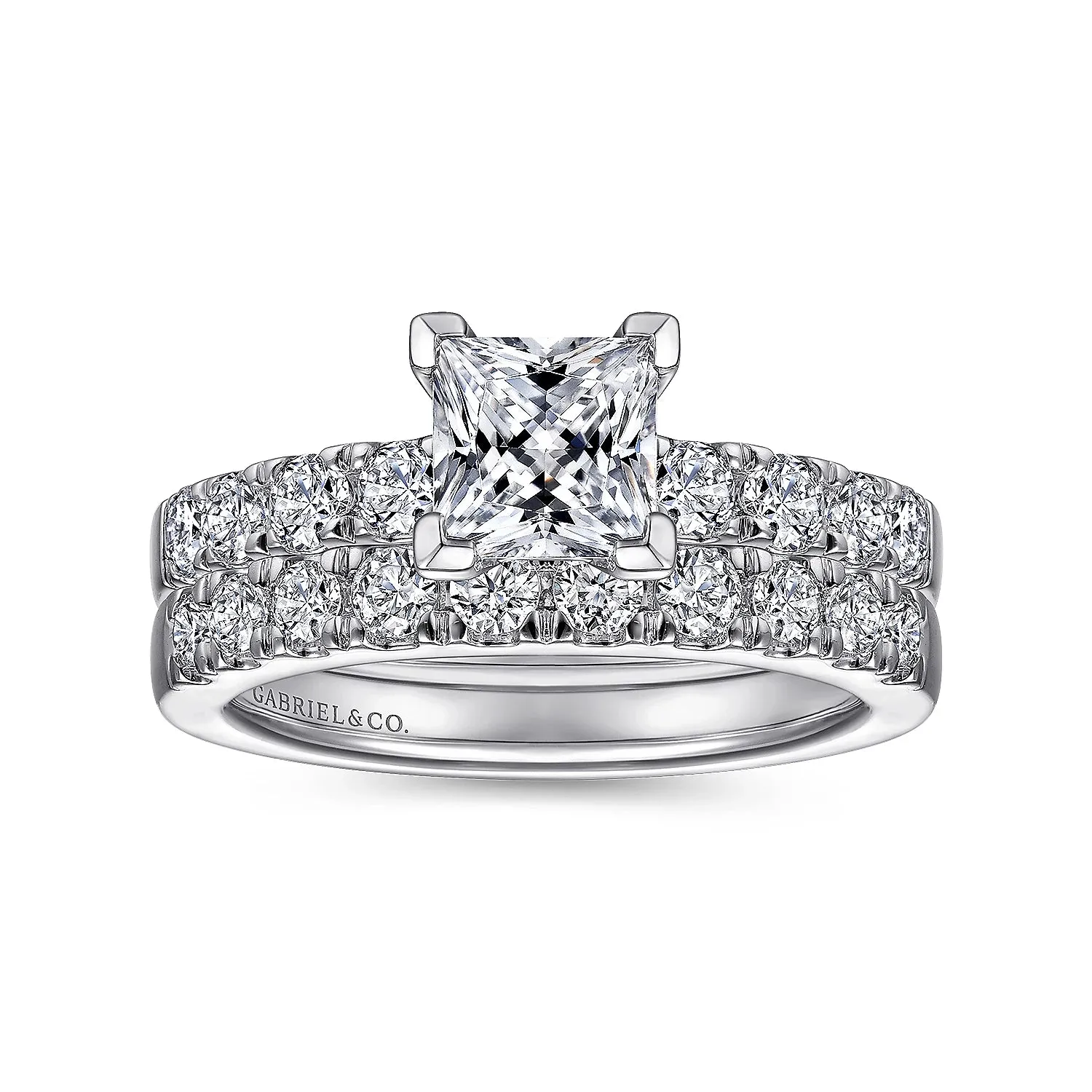 Straight Princess Cut Diamond Engagement Ring Mounting