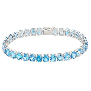 Swiss Blue Topaz 925 Sterling Silver Tennis Bracelet Jewelry