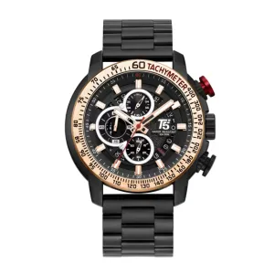 T5 Black Stainless Steel Black Dial Chronograph Quartz Watch for Gents - H3710G-D