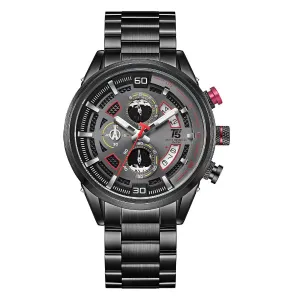 T5 Black Stainless Steel Gray Dial Chronograph Quartz Watch for Gents - H3733G-C