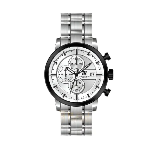 T5 Silver Stainless Steel Silver Dial Chronograph Quartz Watch for Gents - H3451G-A