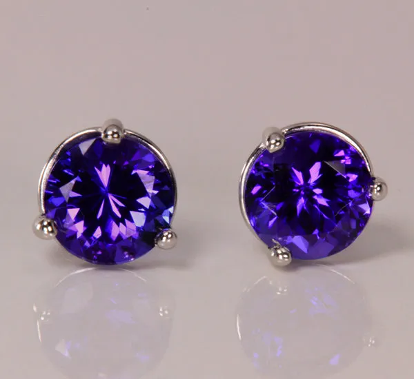 Tanzanite Earrings 1.32 Carat Exceptional Blue Color