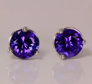 Tanzanite Earrings 1.32 Carat Exceptional Blue Color