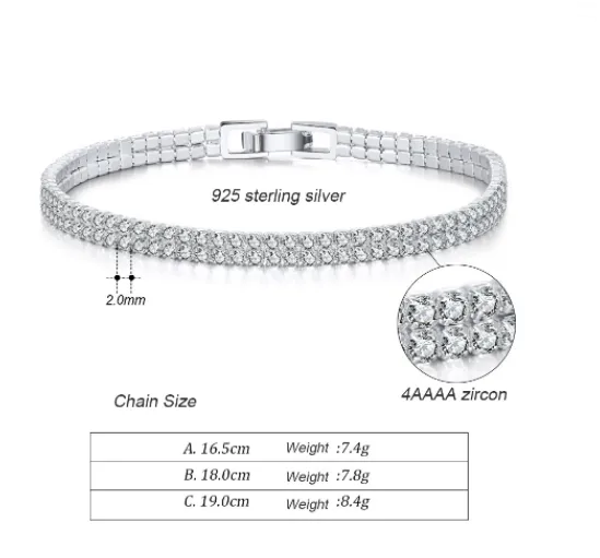 Tennis Bracelet 925 Silver - Double Row