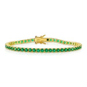 TENNIS BRACELET GREEN, GOLD BR