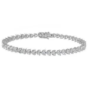 Tennis Bracelet with Heart Shape Natural Diamond (5.08ct) in 18K White Gold