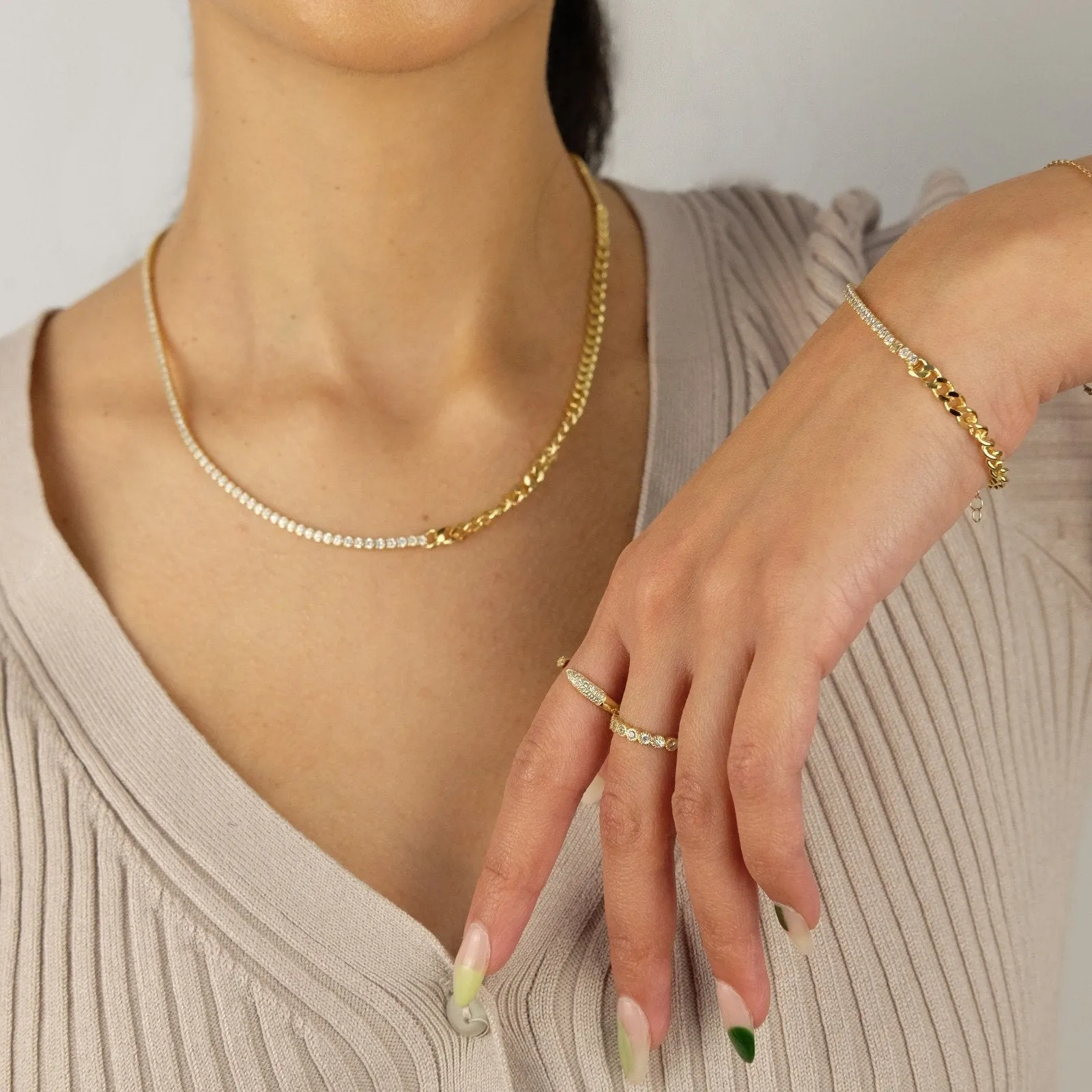 Tennis x Cuban link chain Bracelet