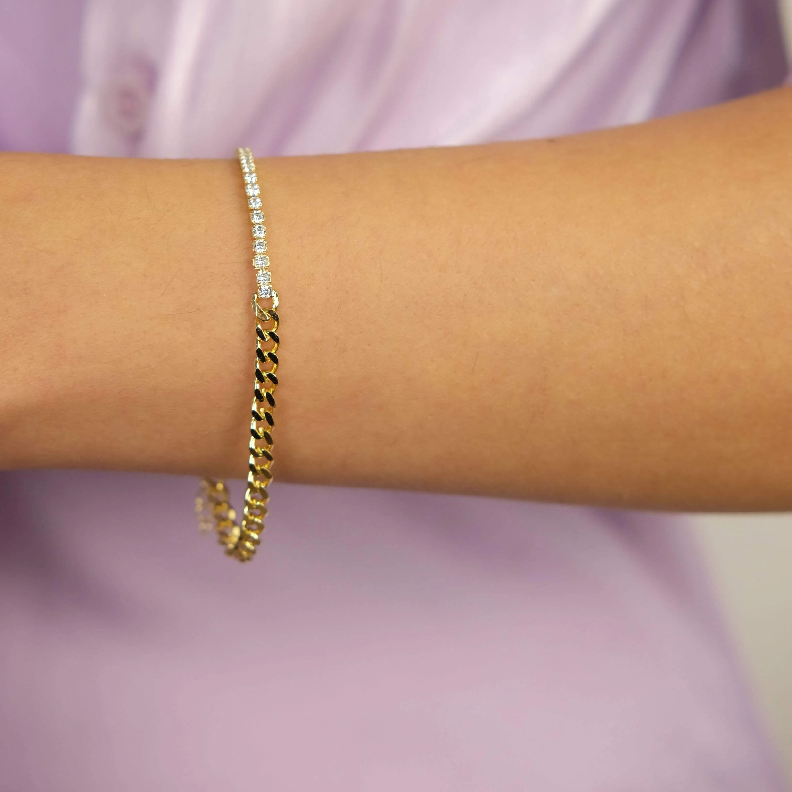 Tennis x Cuban link chain Bracelet